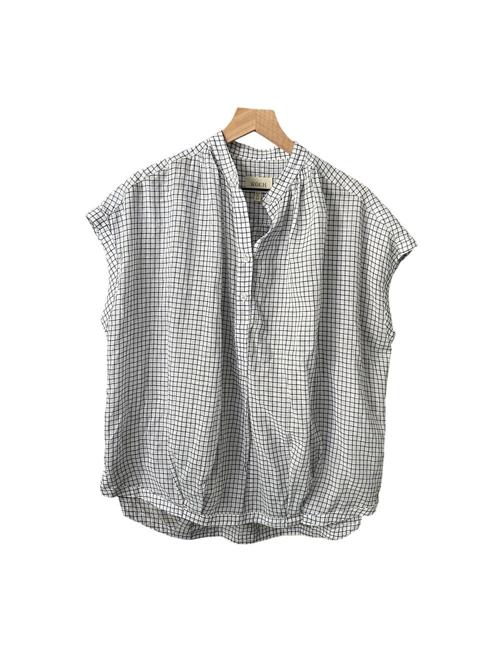 Koch Popover Oversized 100% Cotton Blouse XS Womens Checkered